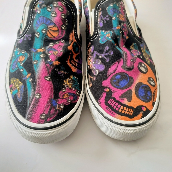 Vans Slip-On Trippy Dip Psychedelic Skull/Frog/Mushroom Men's 11.5 - Picture 9 of 12